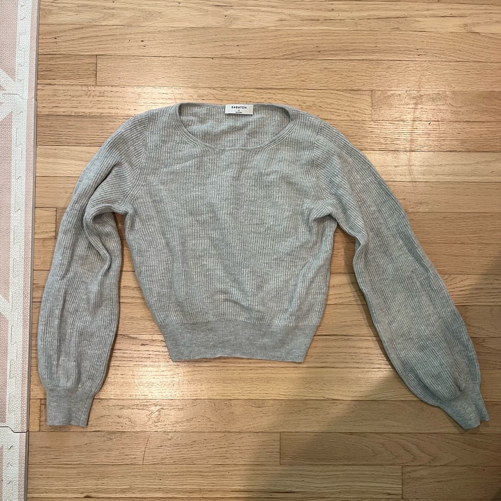 Aritzia Babaton Heather Gray Crew Neck Sweater